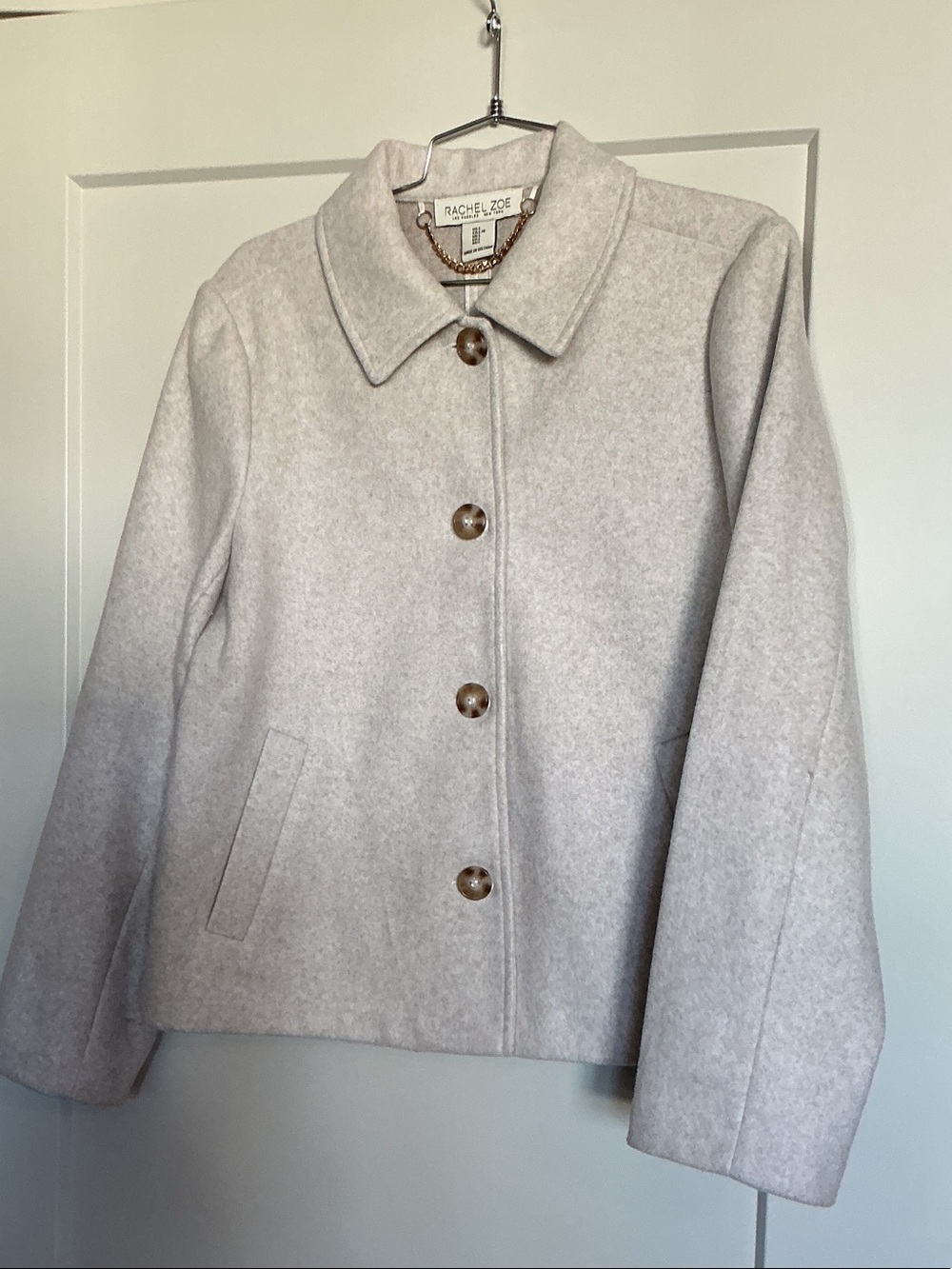 Rachel Zoe Soft Light Gray Wool-Blend Pea Coat
